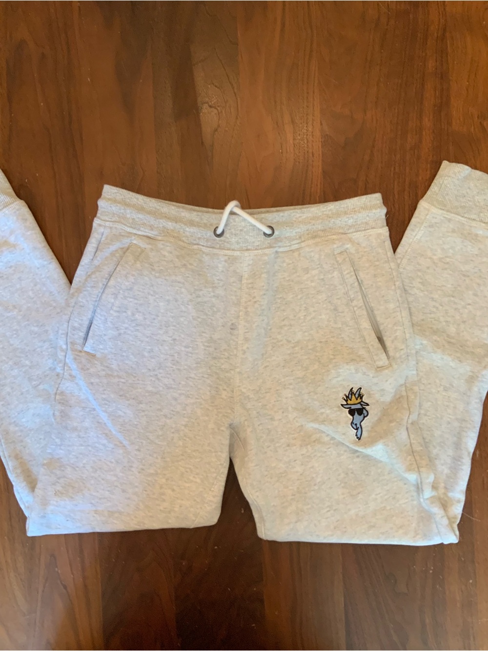 GOAT USA Kids Light Gray Jogger Sweatpants with Goat Embroidery Patch